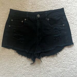 American Eagle Outfitters Black Distressed Jean Shorts
